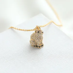 Cold Comforts Polar Bear Crystals Gold Pendant Necklace