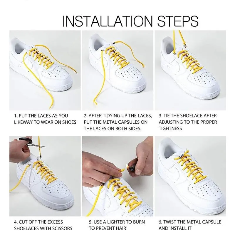 Colorful Round Elastic Shoelaces with Magnetic Clasp