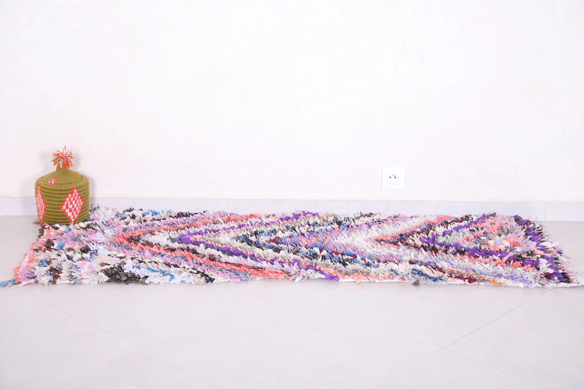 Colorful Runner Boucherouite Rug 1.9 x 5.9 Feet - Handmade Moroccan Style