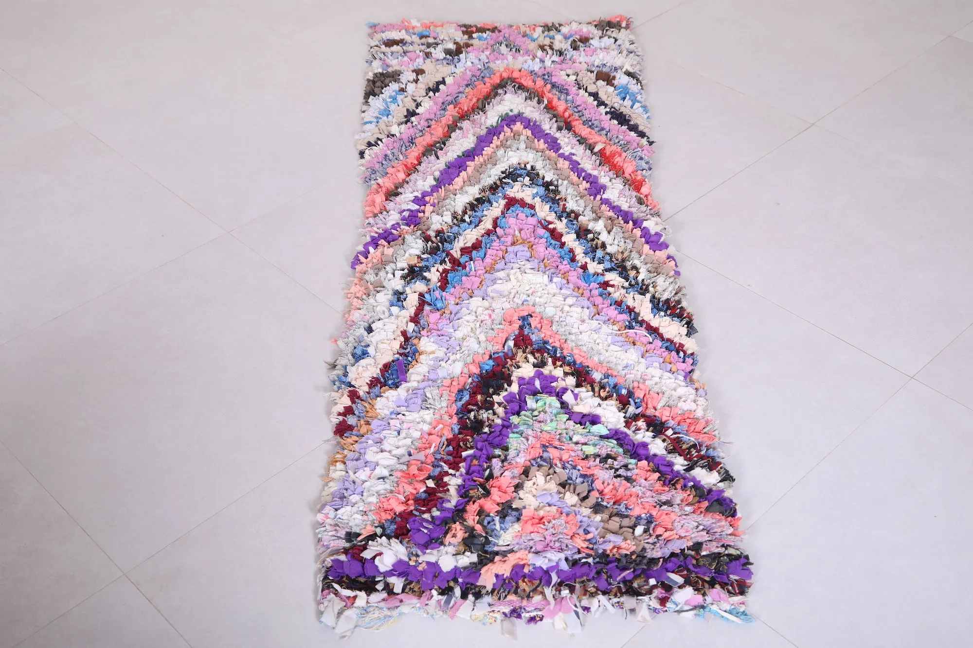 Colorful Runner Boucherouite Rug 1.9 x 5.9 Feet - Handmade Moroccan Style