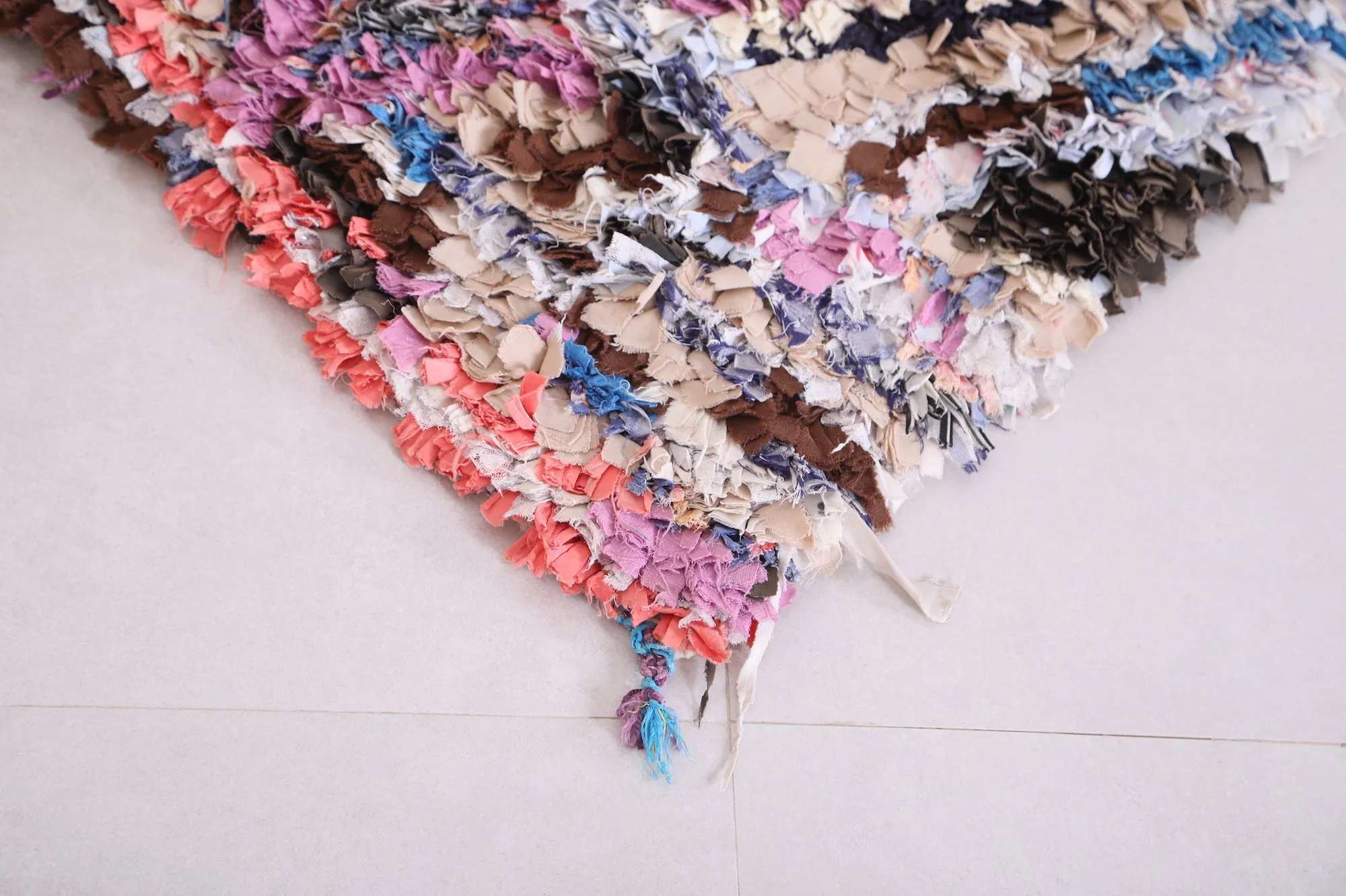 Colorful Runner Boucherouite Rug 1.9 x 5.9 Feet - Handmade Moroccan Style