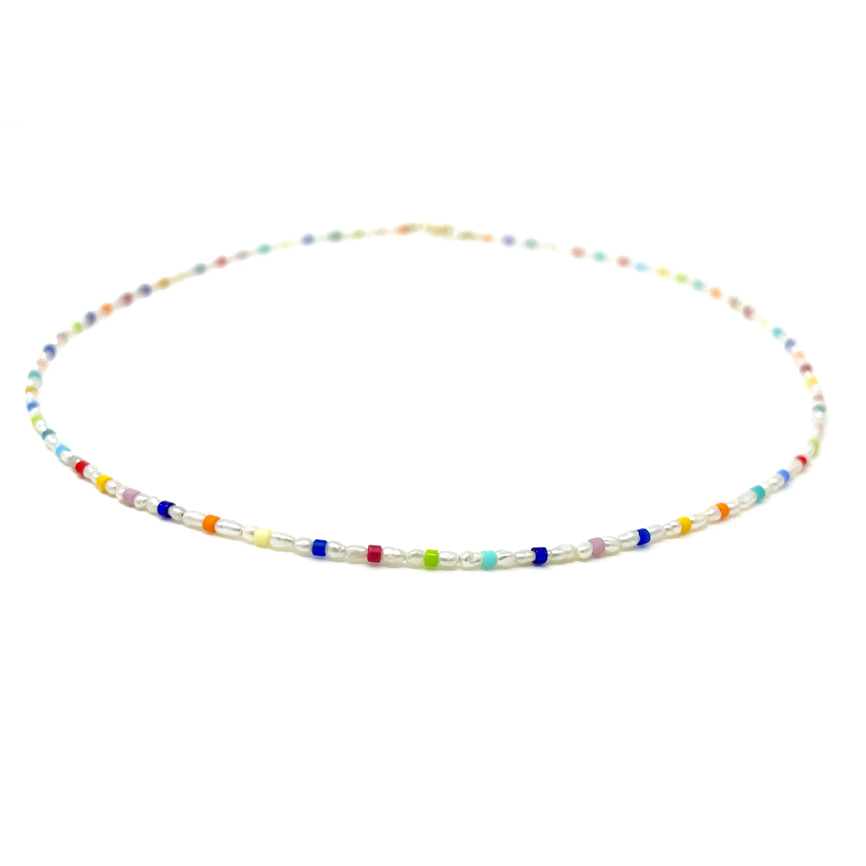 Colorful Seed Bead and Freshwater Pearl Necklace