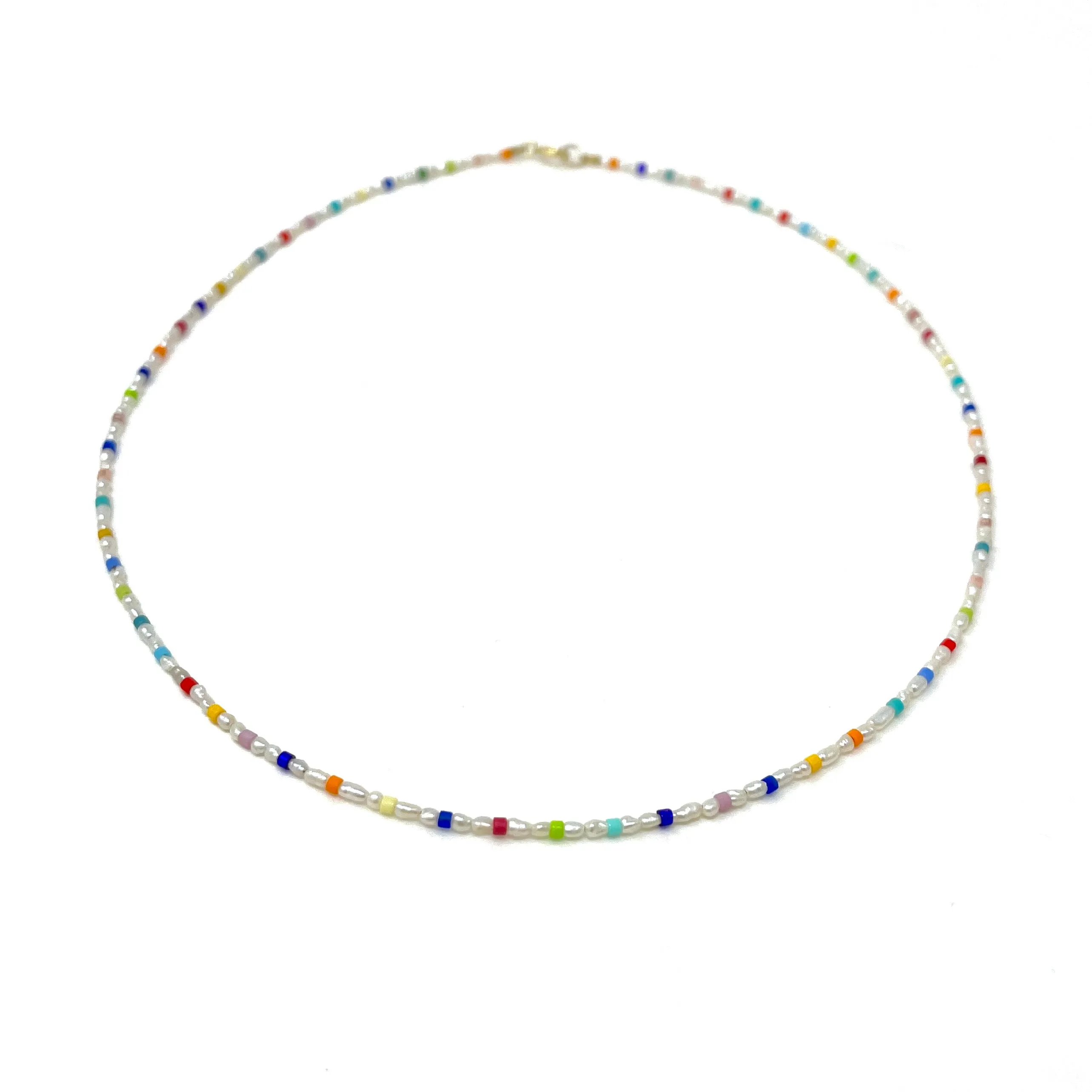 Colorful Seed Bead and Freshwater Pearl Necklace