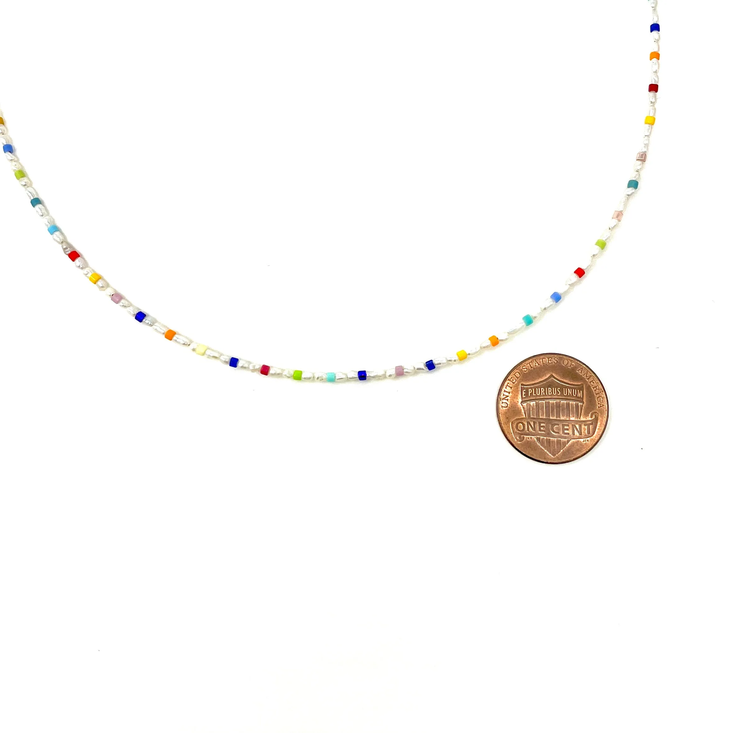 Colorful Seed Bead and Freshwater Pearl Necklace