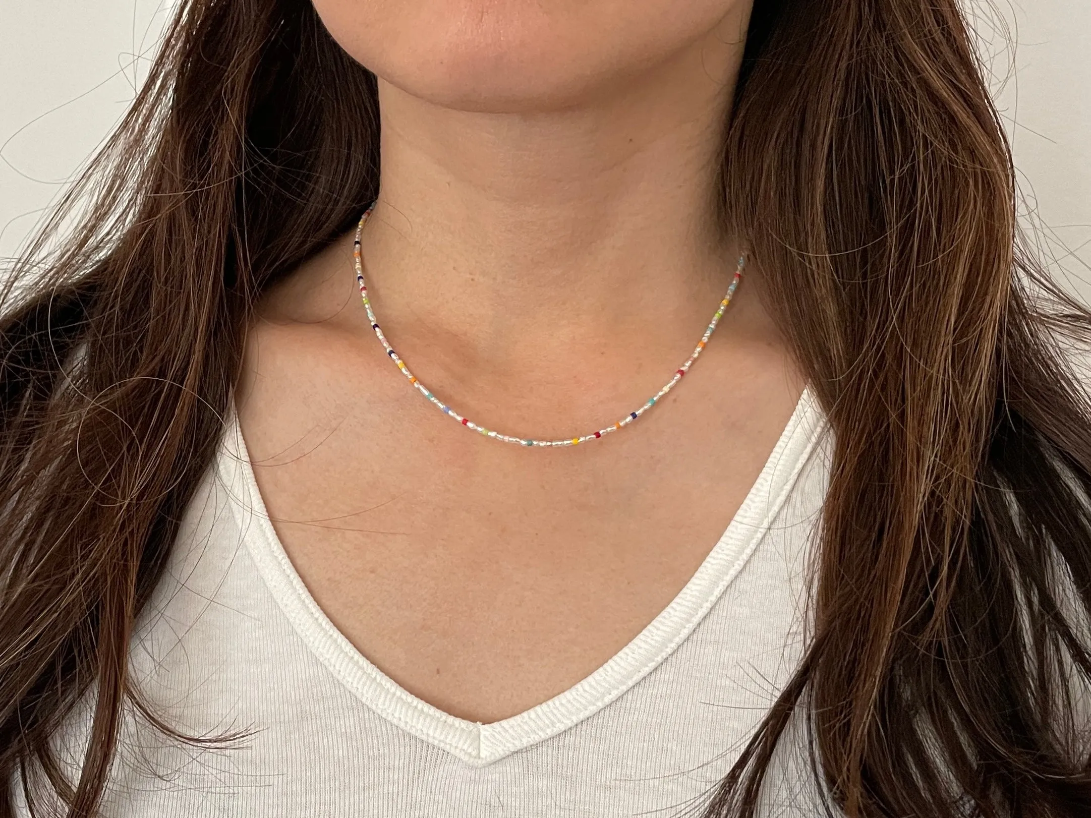 Colorful Seed Bead and Freshwater Pearl Necklace