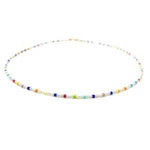 Colorful Seed Bead and Freshwater Pearl Necklace