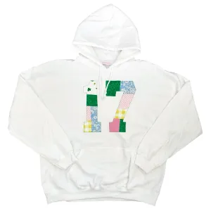 colourful patterned seventeen patchwork white hoodie