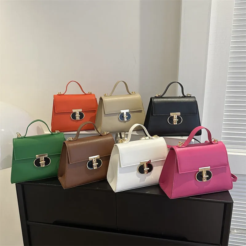Contrast Color Minimalist Texture Chain Female Shoulder Bags