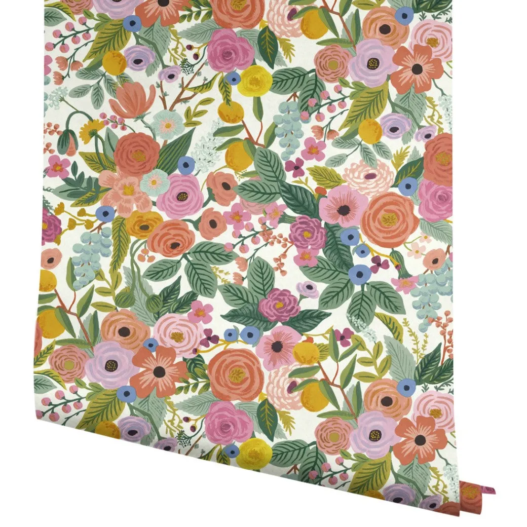Coral/Orange Garden Party Wallpaper (60 SqFt)