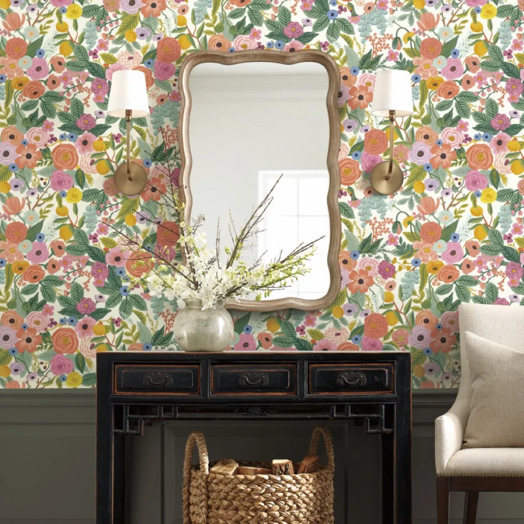 Coral/Orange Garden Party Wallpaper (60 SqFt)