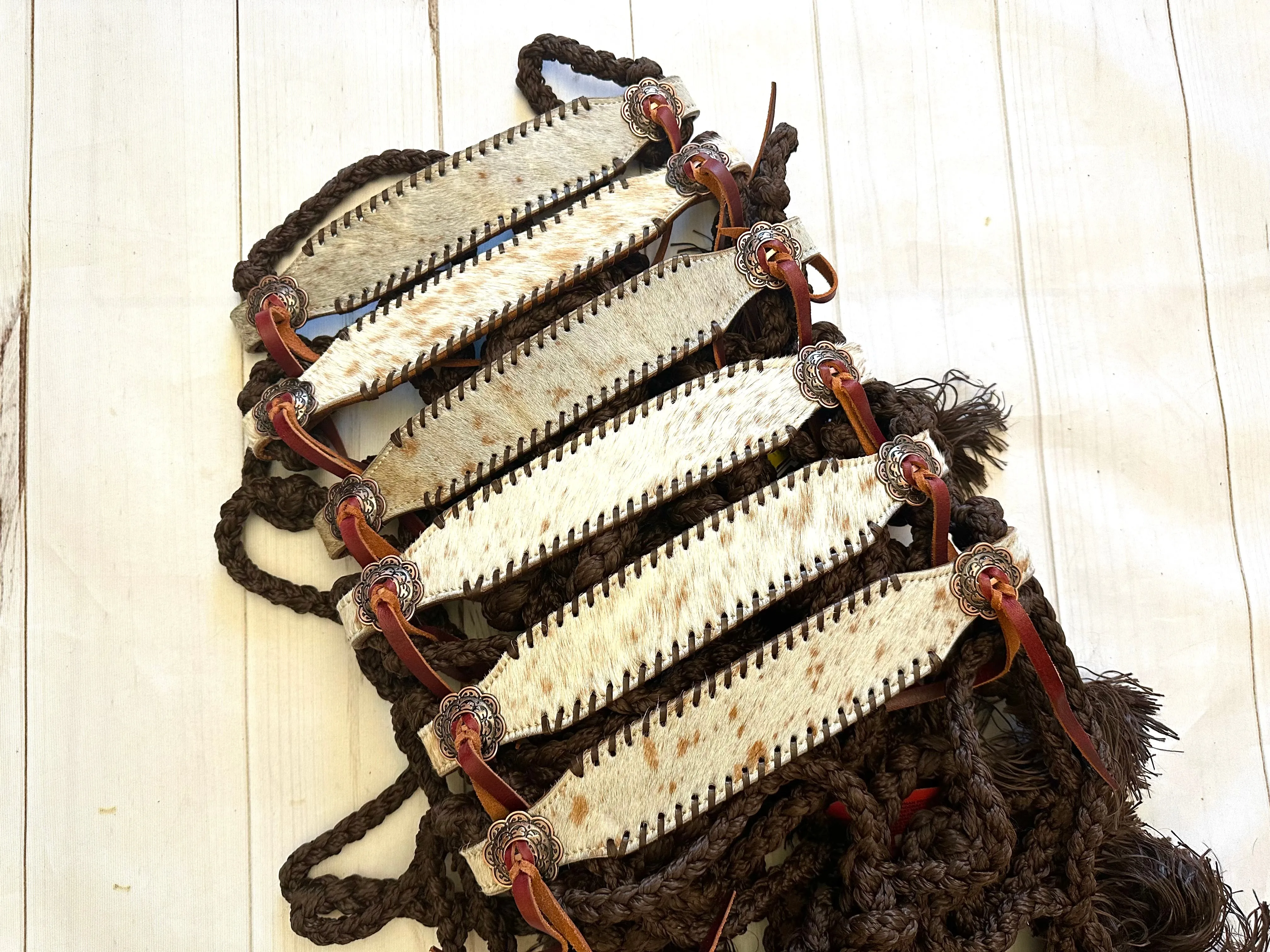 Cowhide Band Nylon Muletape Halter (Removable Lead)
