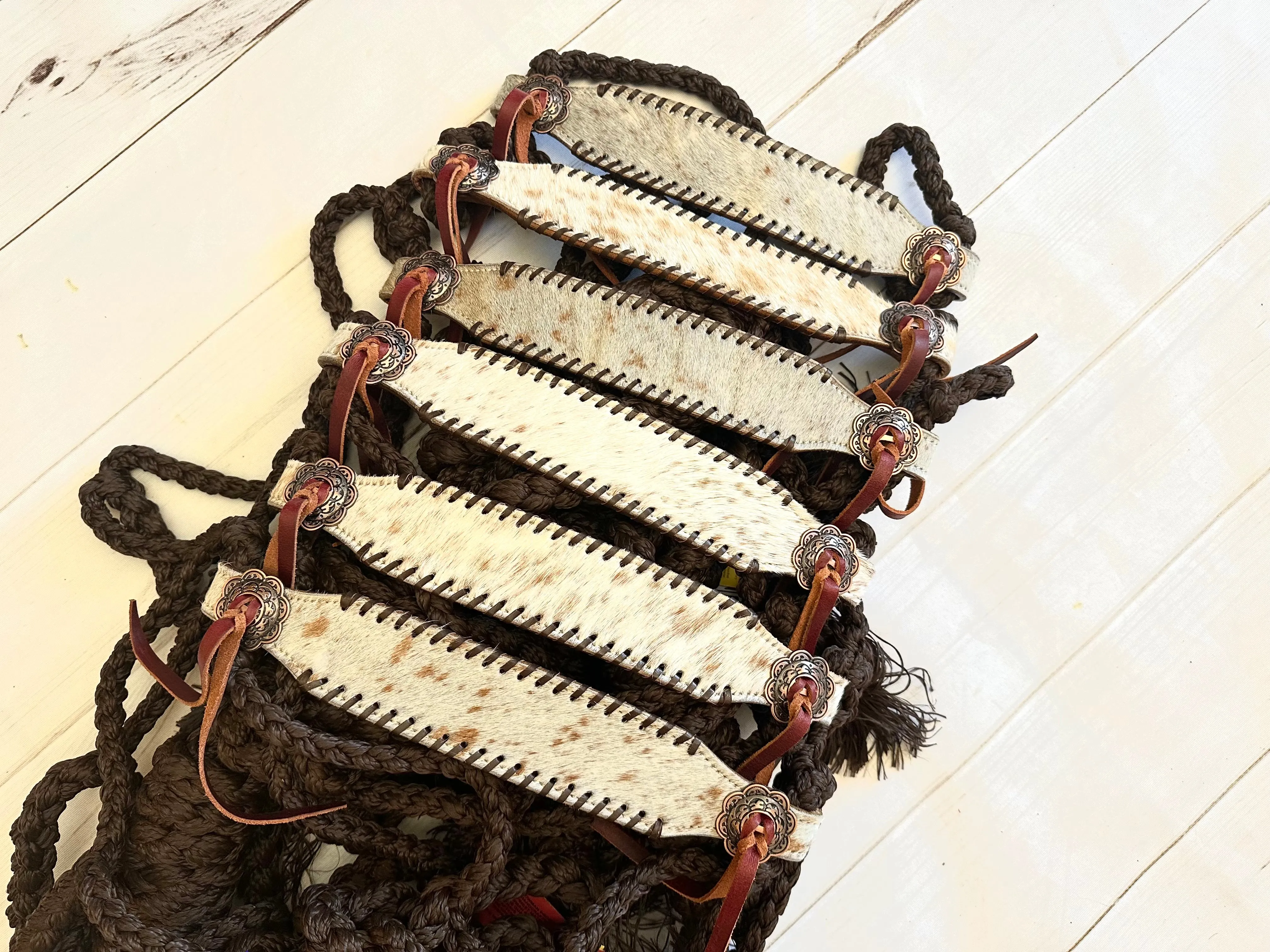 Cowhide Band Nylon Muletape Halter (Removable Lead)