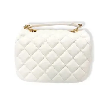 Cream Colorful Gems Quilted Purse