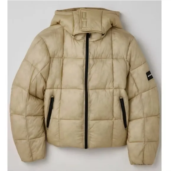 Cream Quilted Puffer Jacket with High Collar, Size S, Retail Price $110.00