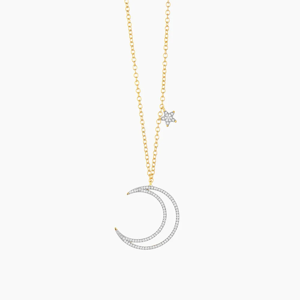 Crescent Moon & Star Pendant Necklace