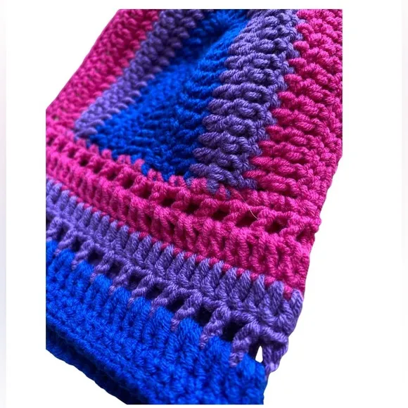 Crochet Handmade Sm/Meduim Pink Blue Bikini Top LGBTQ Pride Crocheted Bralette