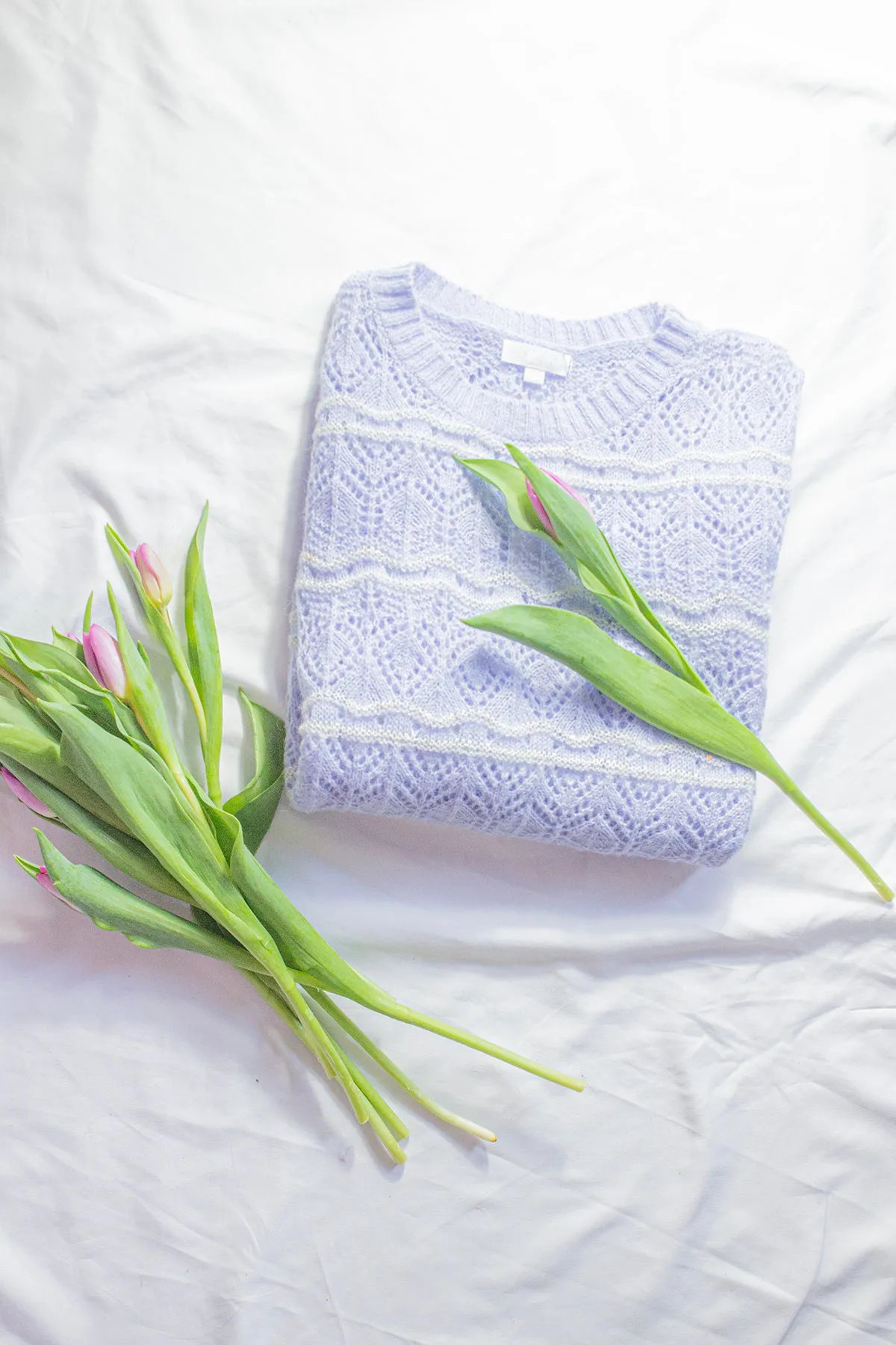 Crochet Style Wavy Pattern Knit Jumper
