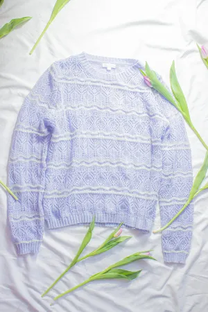 Crochet Style Wavy Pattern Knit Jumper