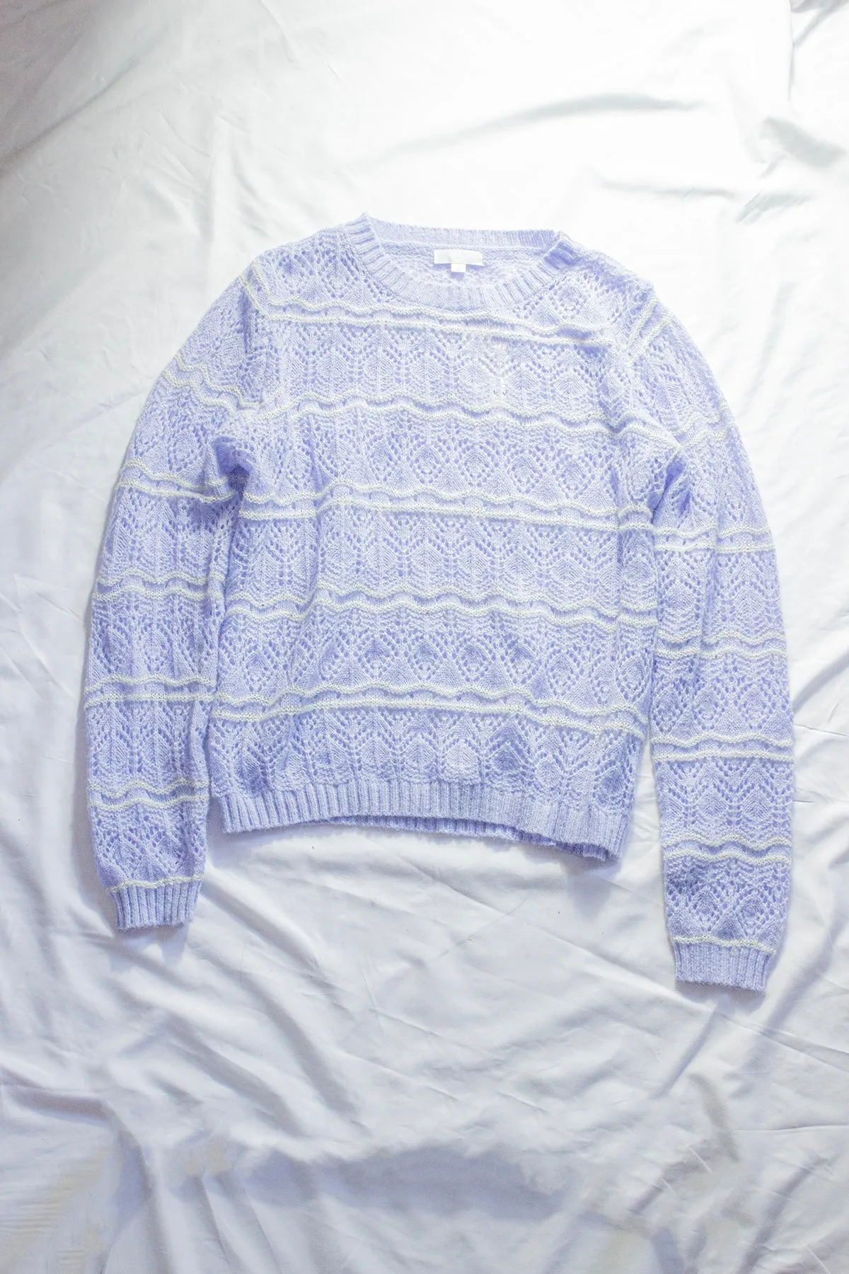 Crochet Style Wavy Pattern Knit Jumper