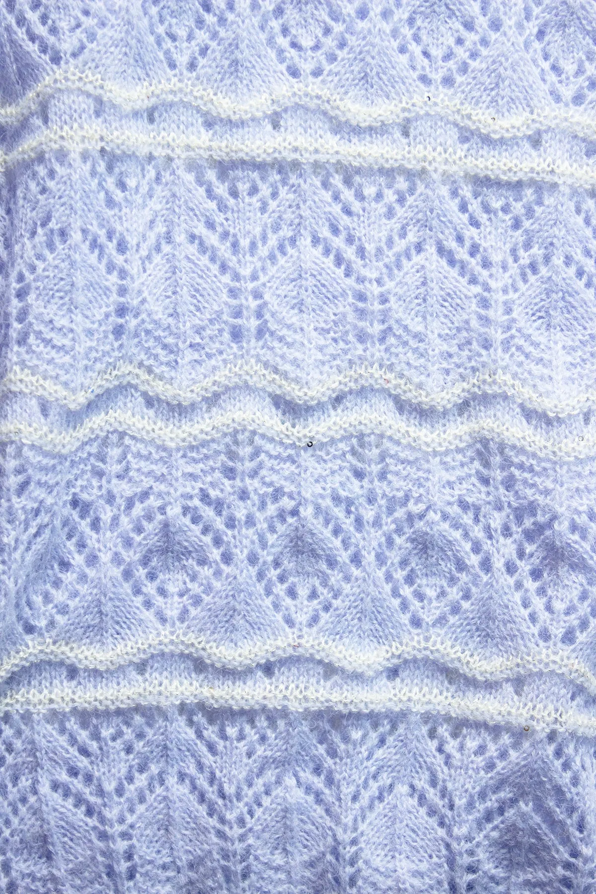 Crochet Style Wavy Pattern Knit Jumper