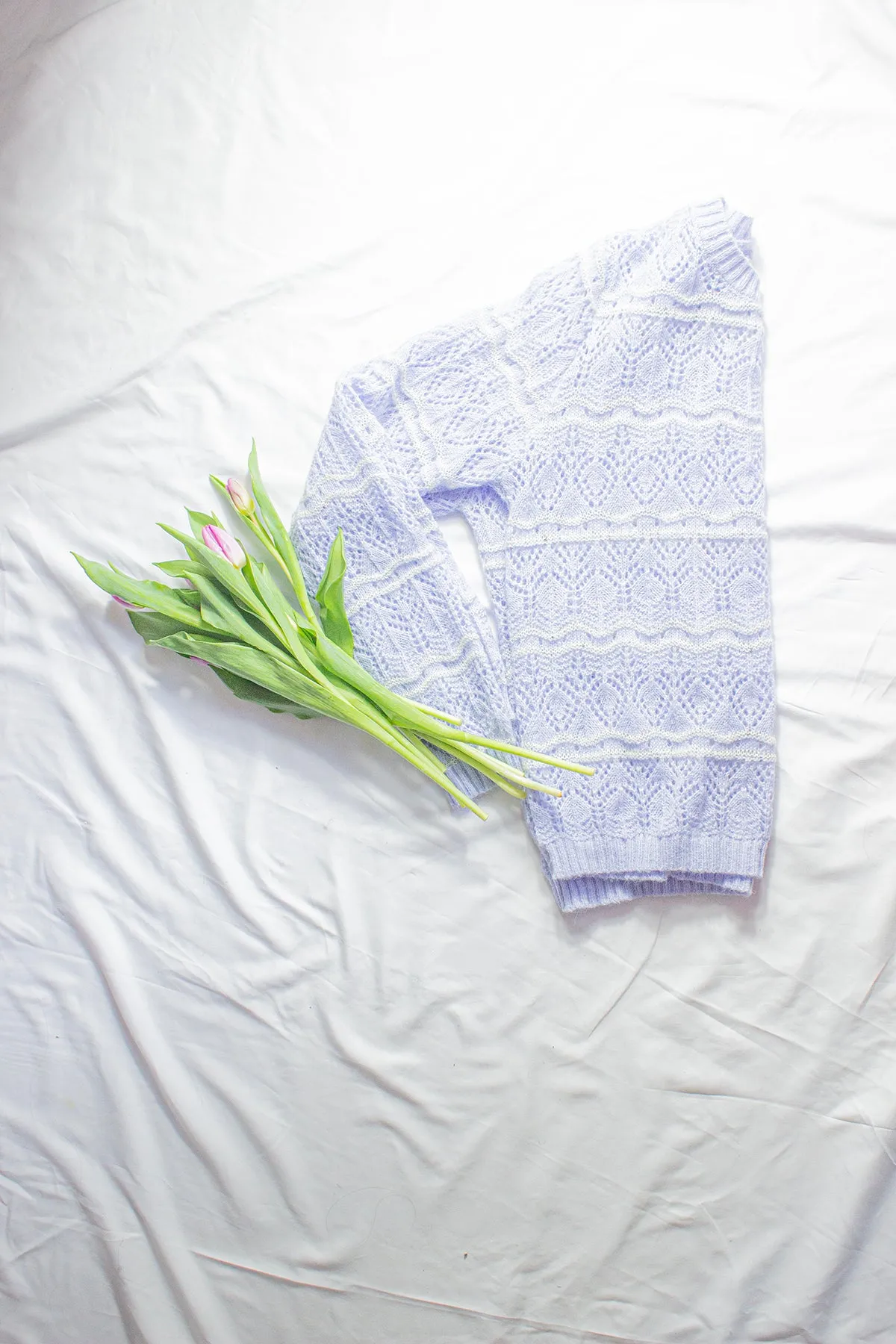 Crochet Style Wavy Pattern Knit Jumper