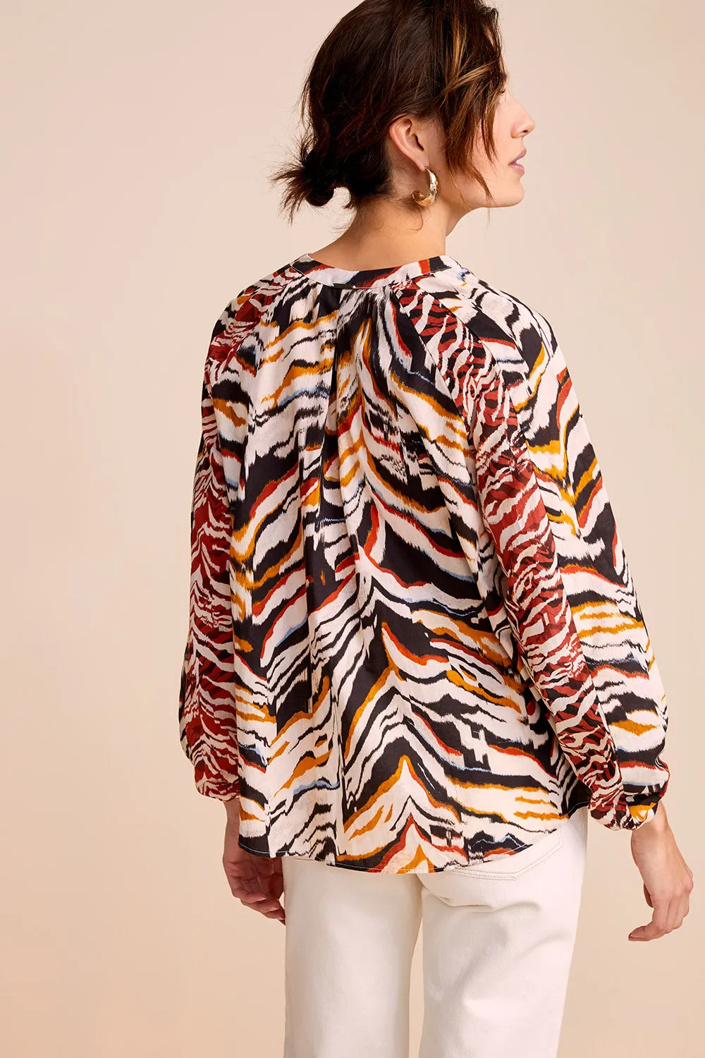 CRUSH - Chemise écrue mix imprimé nautile esprit patchwork