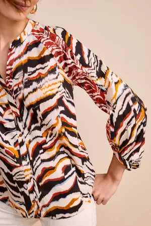 CRUSH - Chemise écrue mix imprimé nautile esprit patchwork