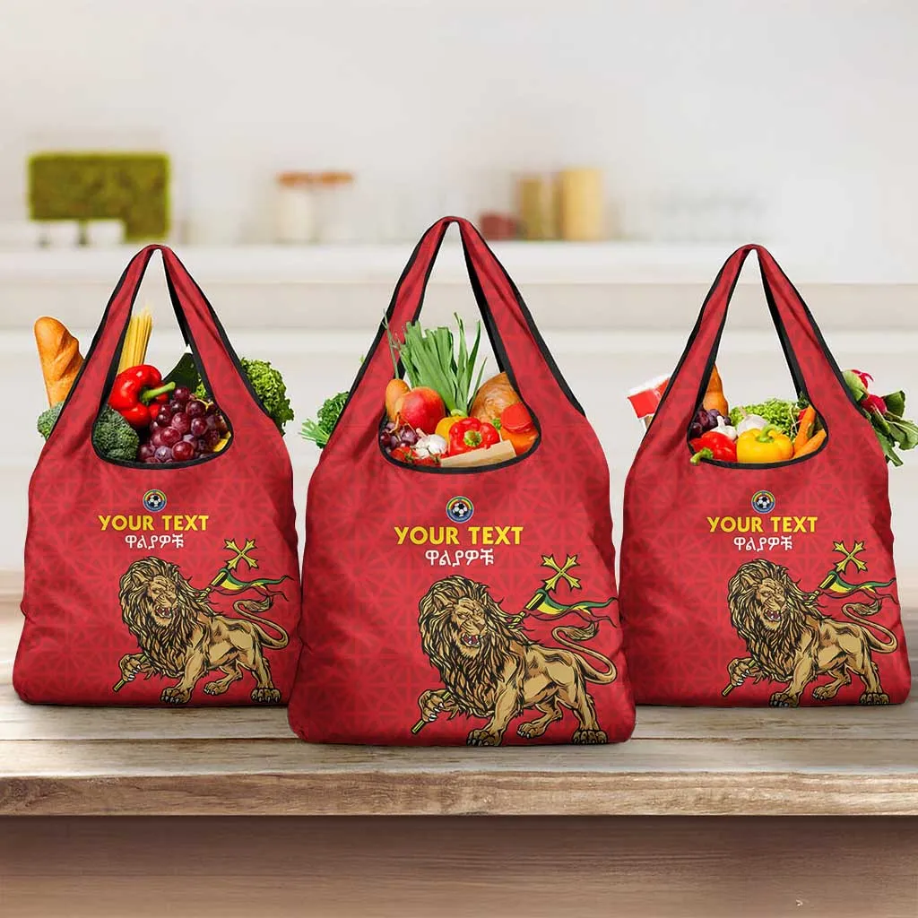 Custom Ethiopia Football Grocery Bag Go Champions LT15
