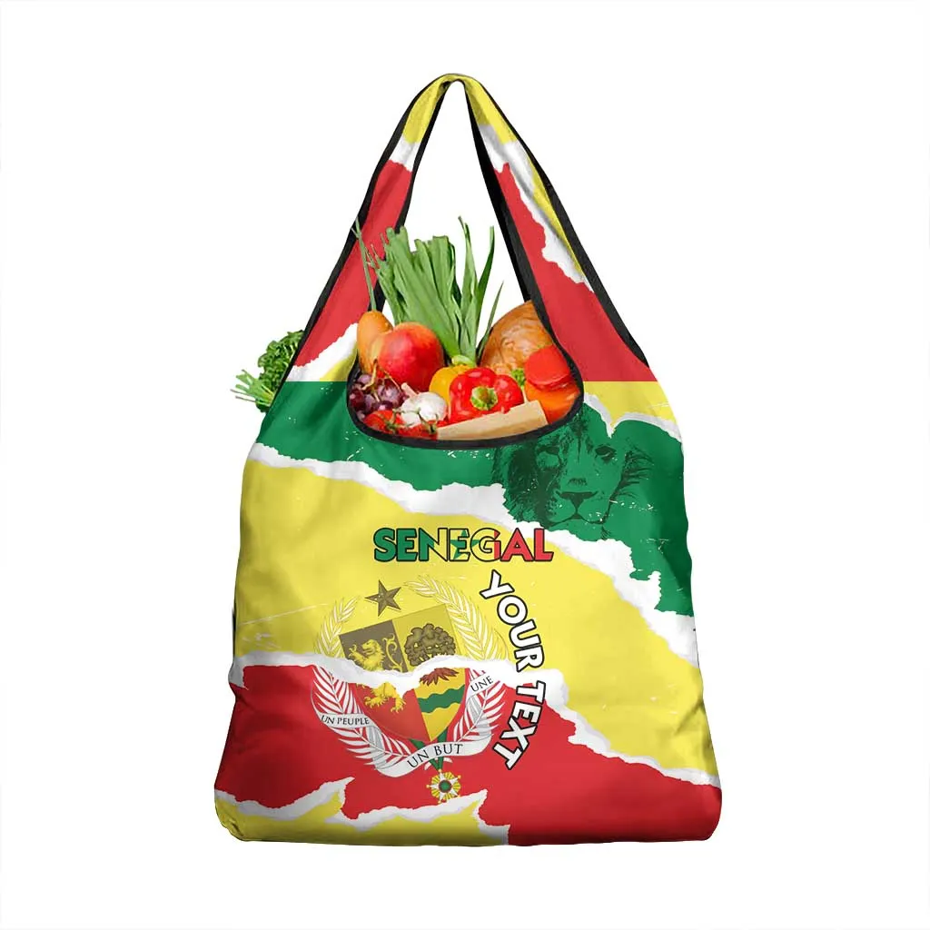 Custom Senegal Beach Soccer 2025 Grocery Bag Go Champions - Grunge Style LT15