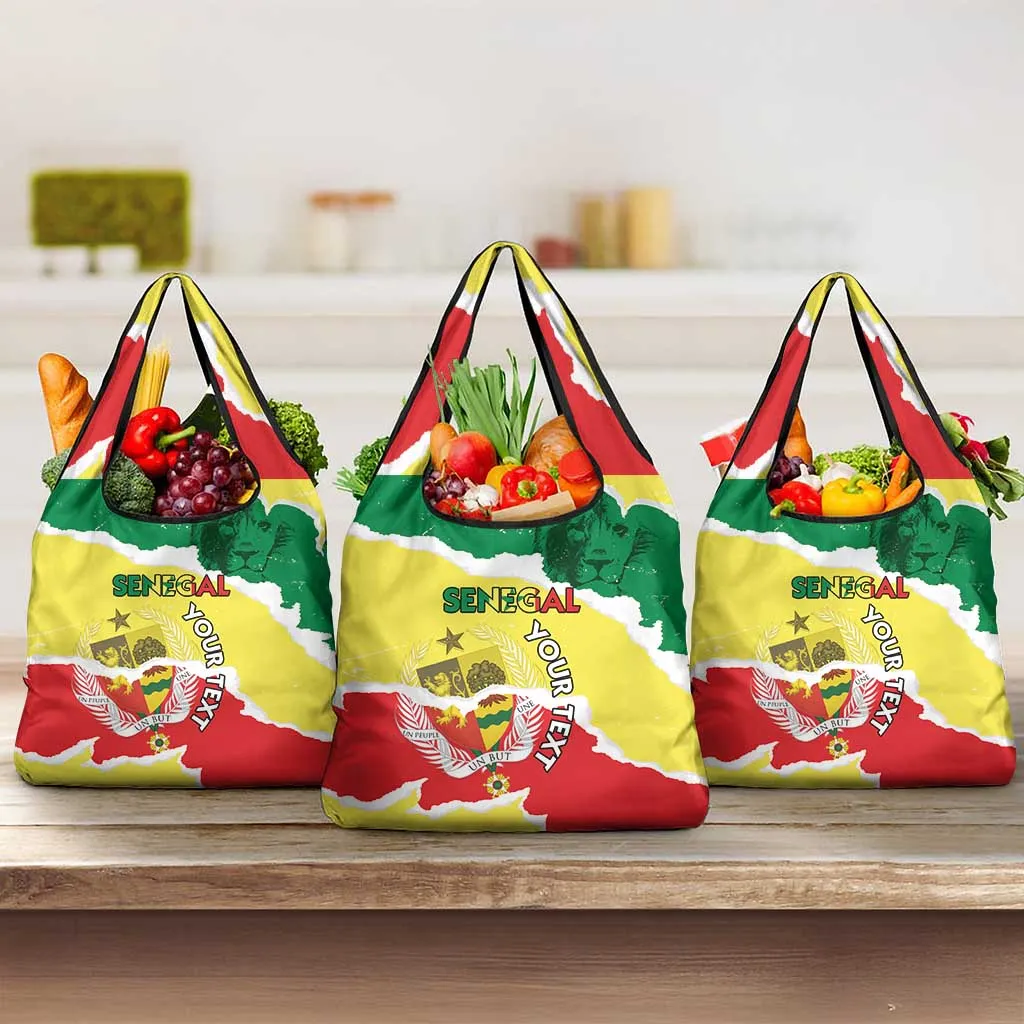 Custom Senegal Beach Soccer 2025 Grocery Bag Go Champions - Grunge Style LT15
