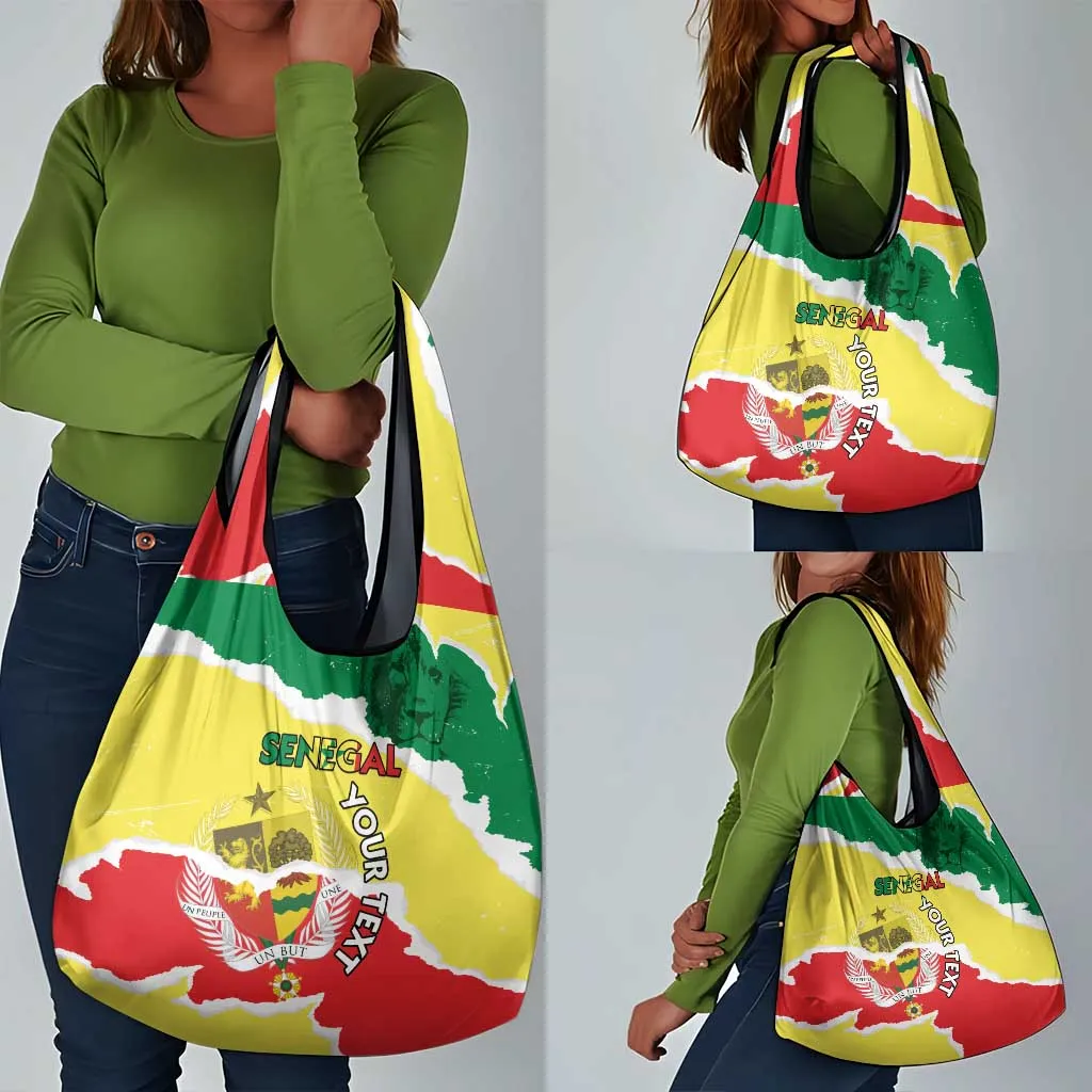 Custom Senegal Beach Soccer 2025 Grocery Bag Go Champions - Grunge Style LT15