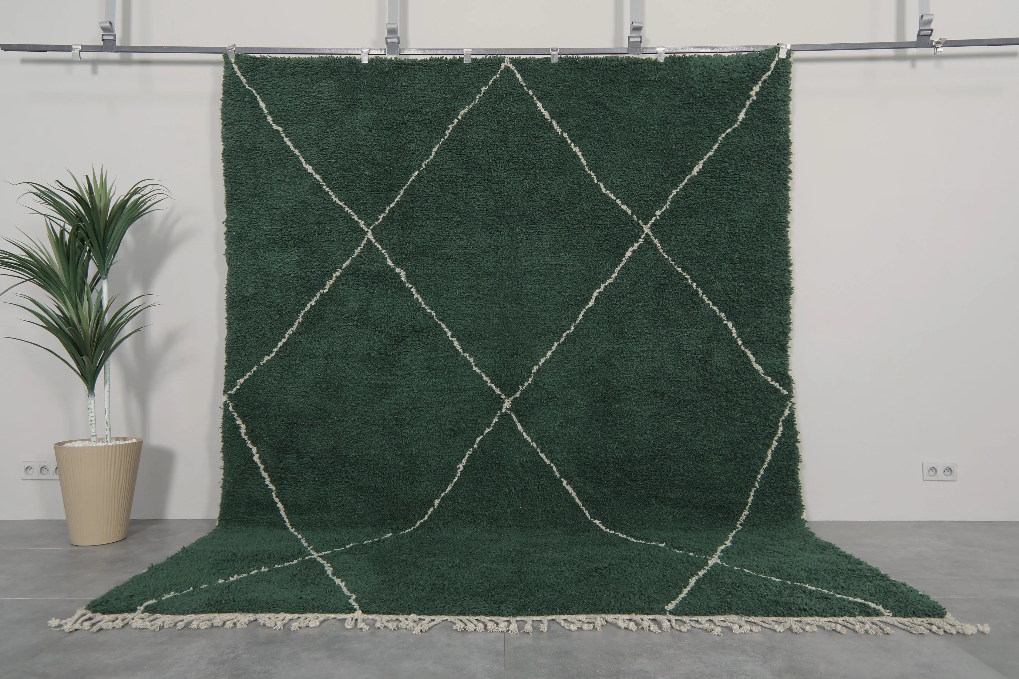 Custom striped Moroccan rug - Handmade Green Berber rug