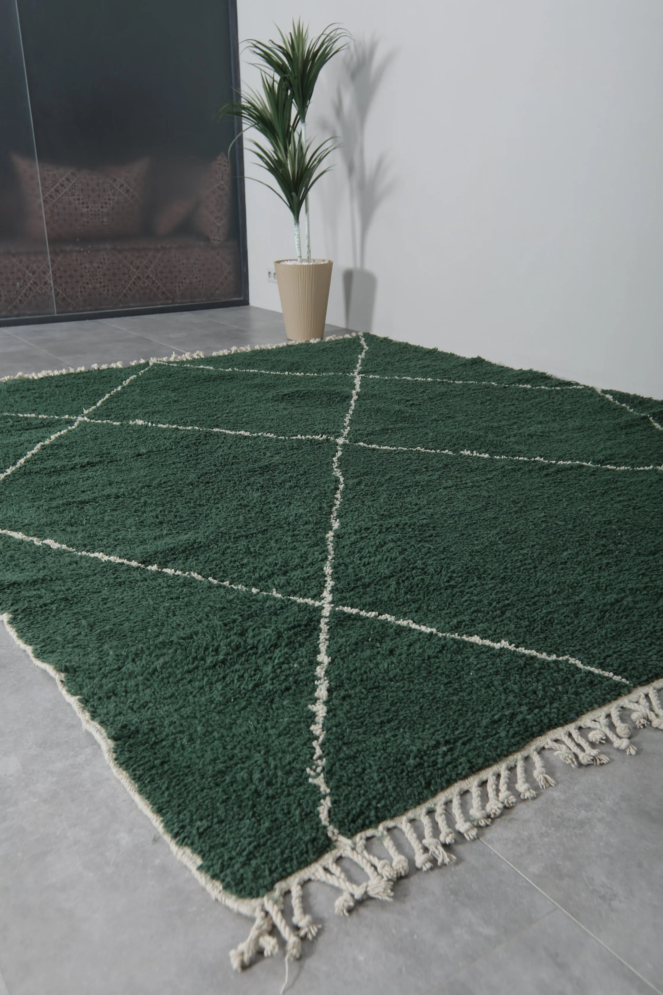 Custom striped Moroccan rug - Handmade Green Berber rug