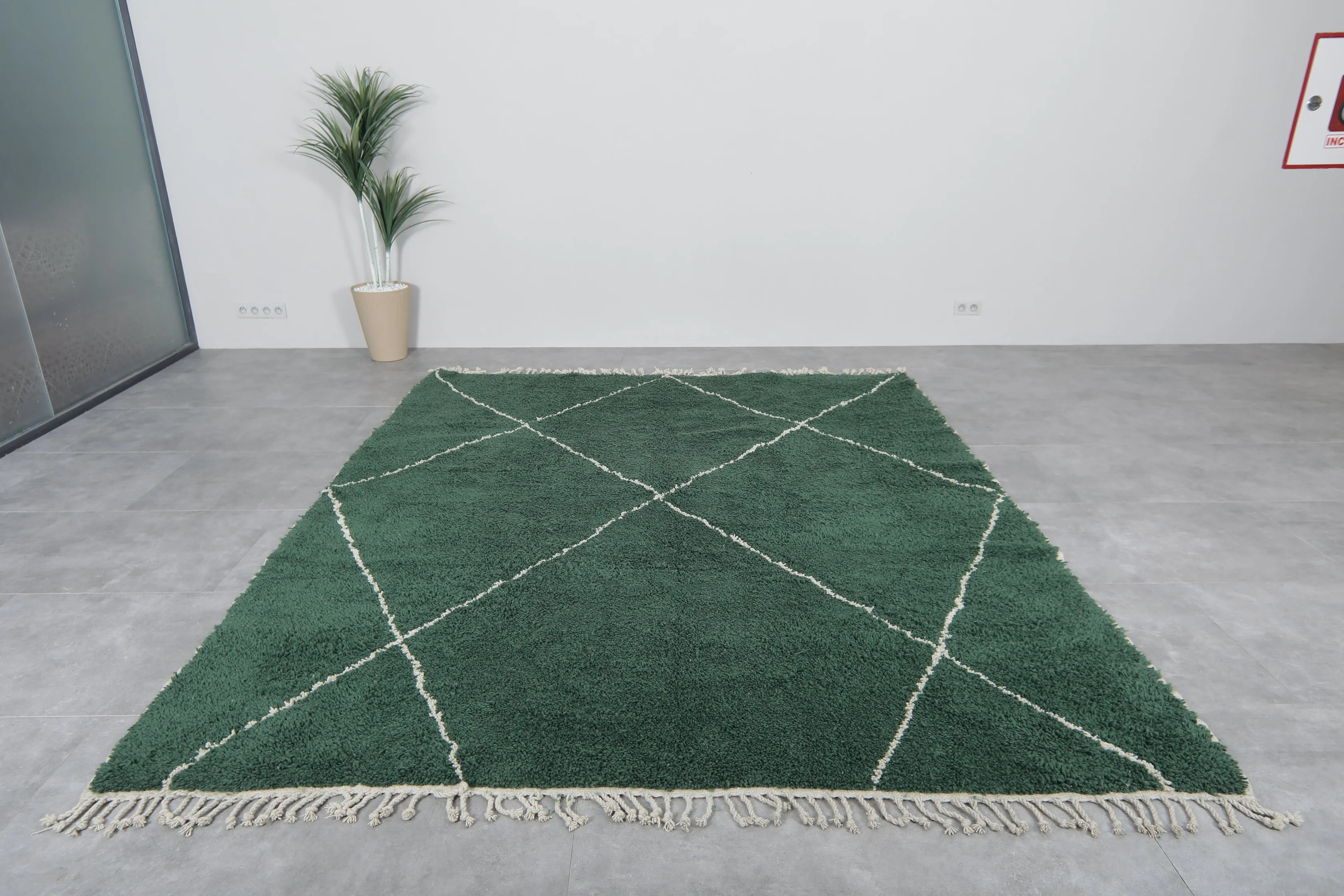 Custom striped Moroccan rug - Handmade Green Berber rug