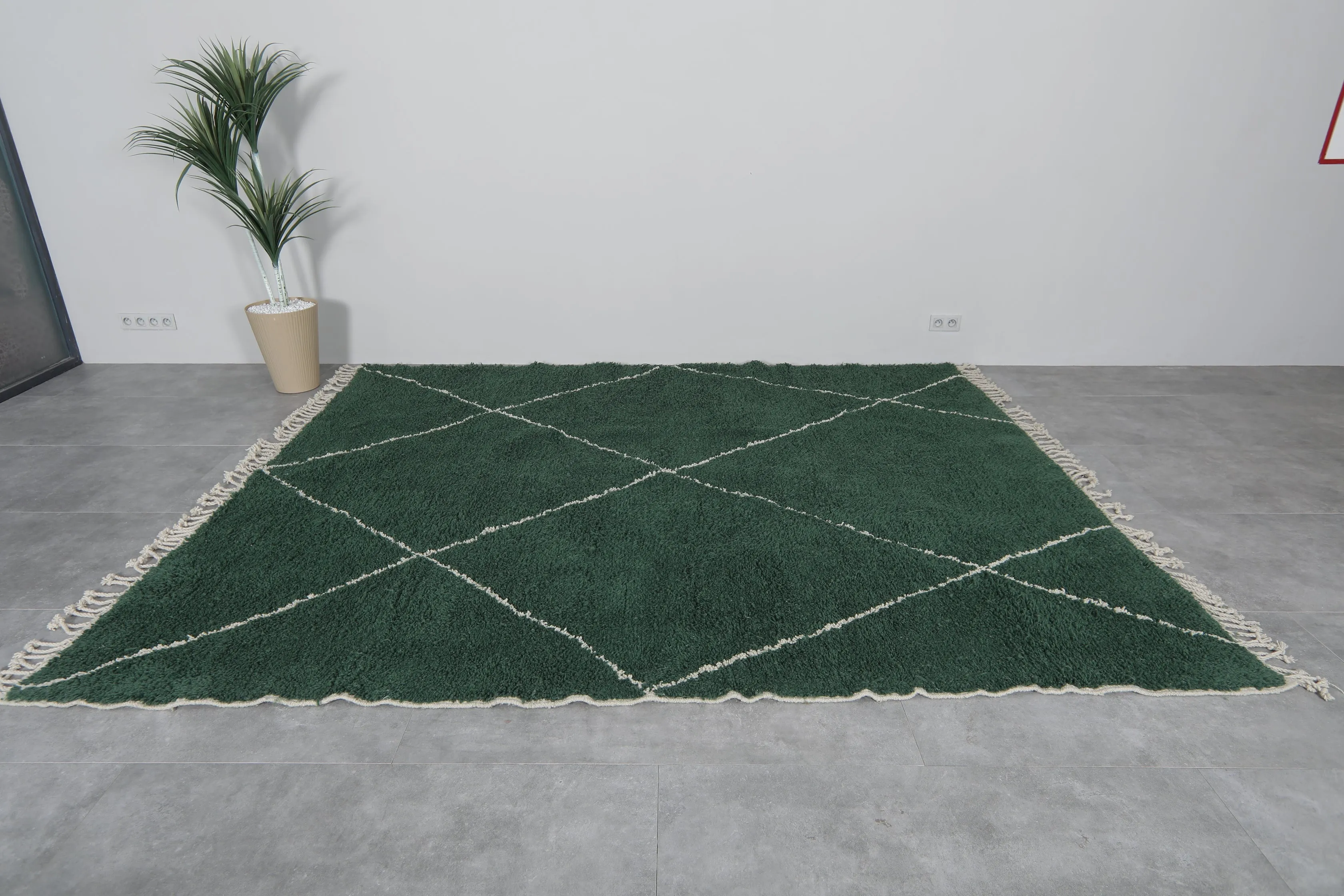 Custom striped Moroccan rug - Handmade Green Berber rug