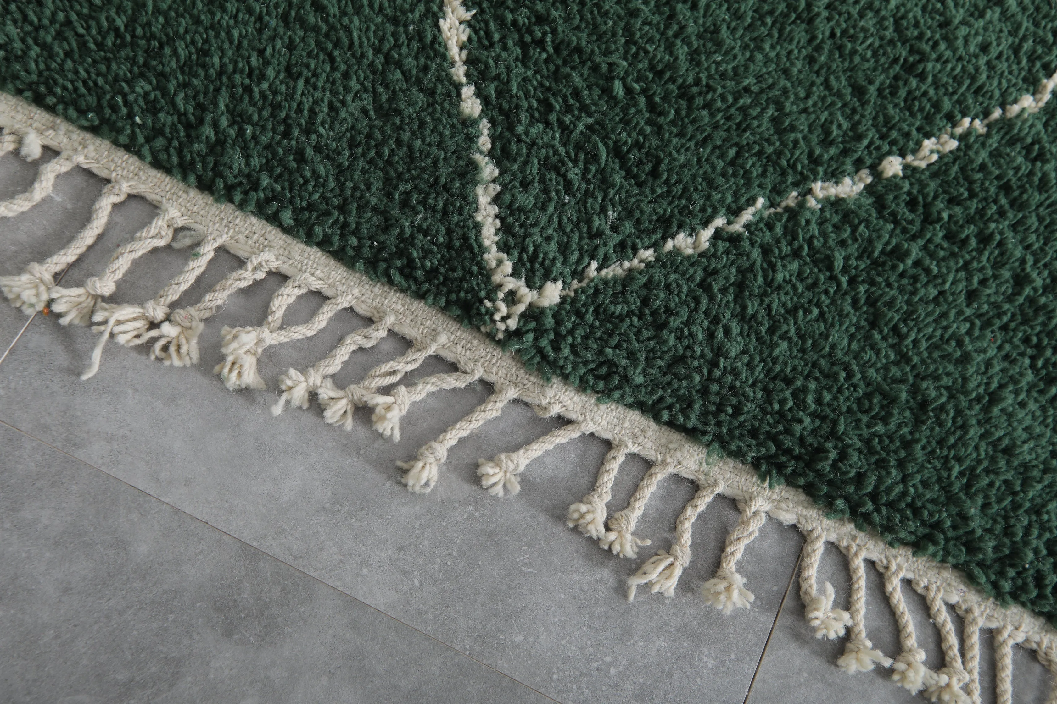 Custom striped Moroccan rug - Handmade Green Berber rug