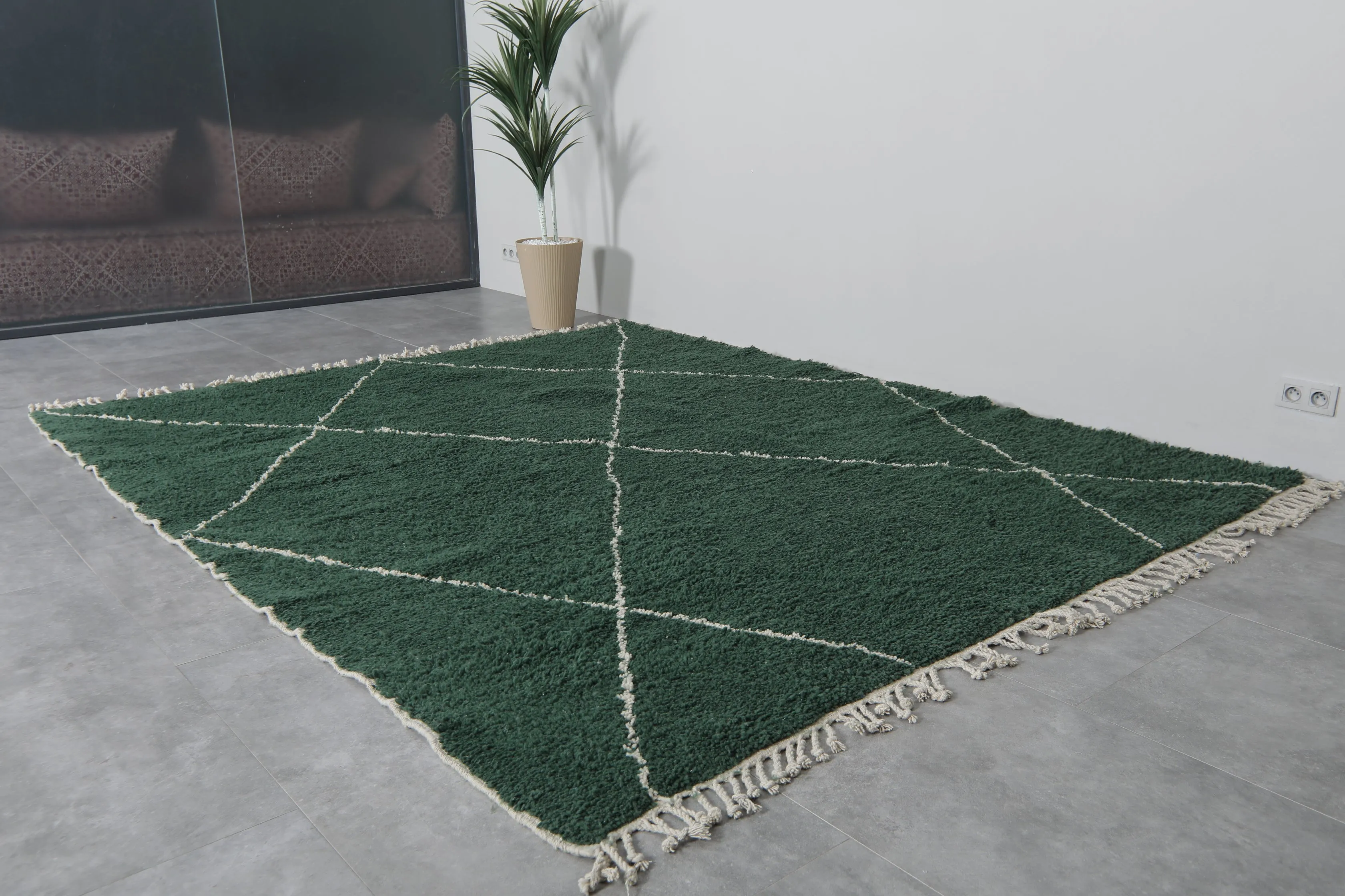 Custom striped Moroccan rug - Handmade Green Berber rug