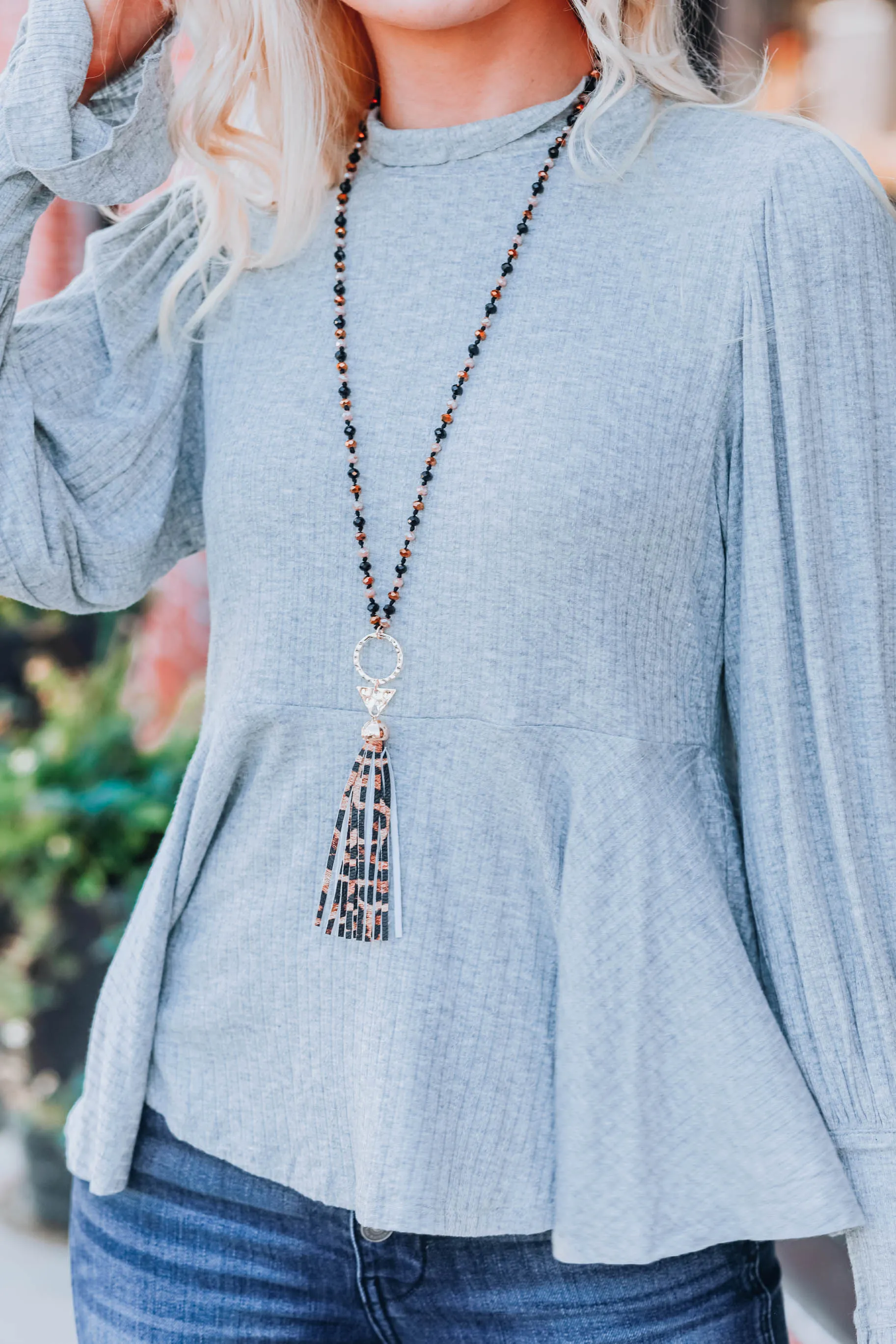 Cut To The Feeling Tassel Necklace - Leopard