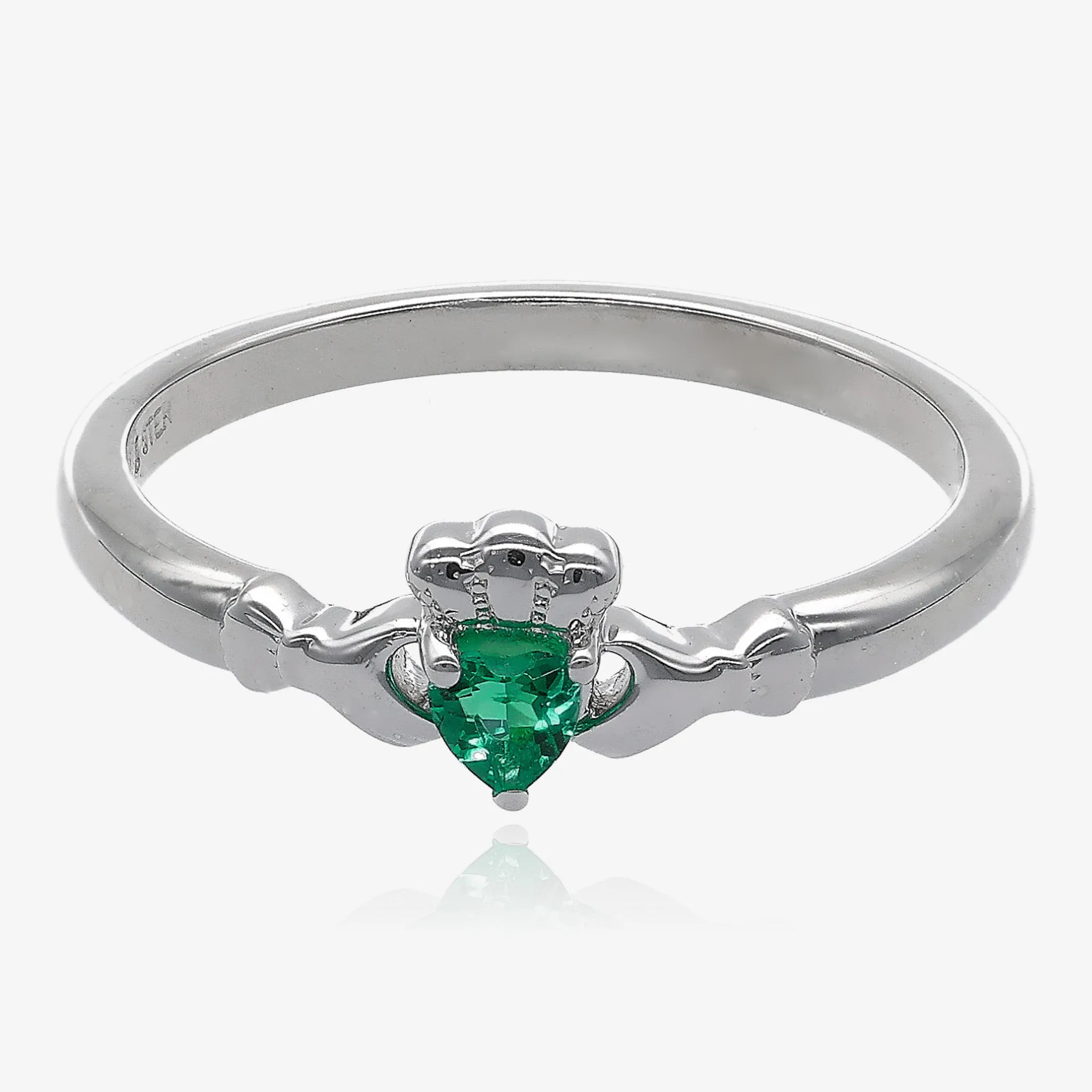Dainty Minimalist Gemstone Claddagh Ring