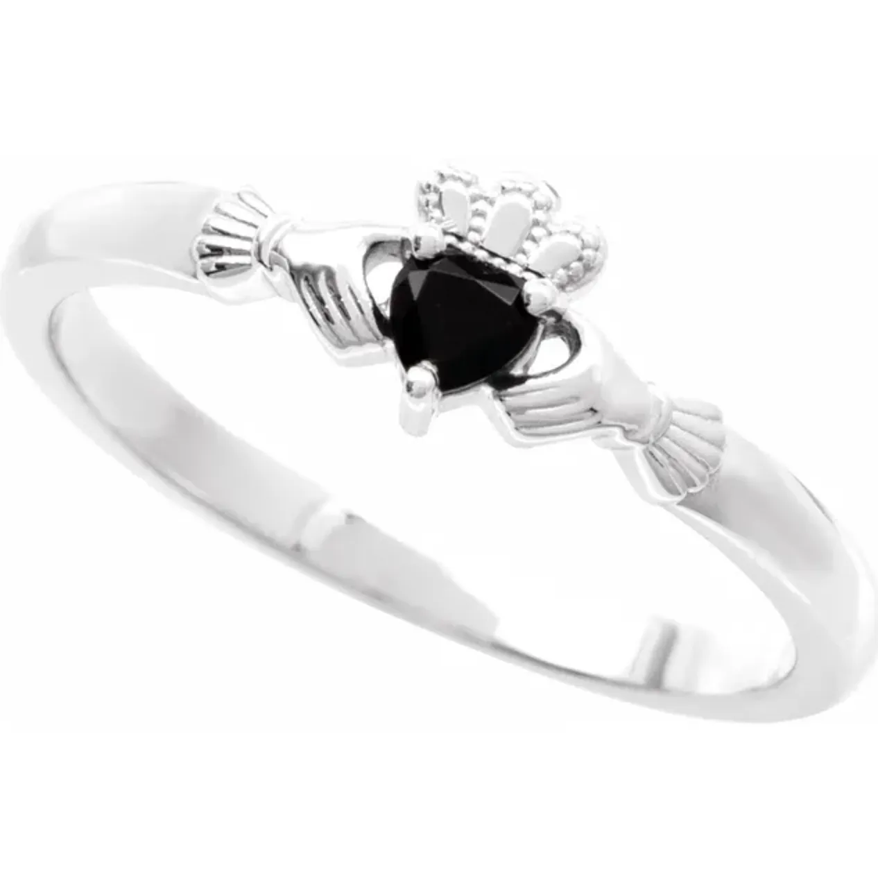 Dainty Minimalist Gemstone Claddagh Ring