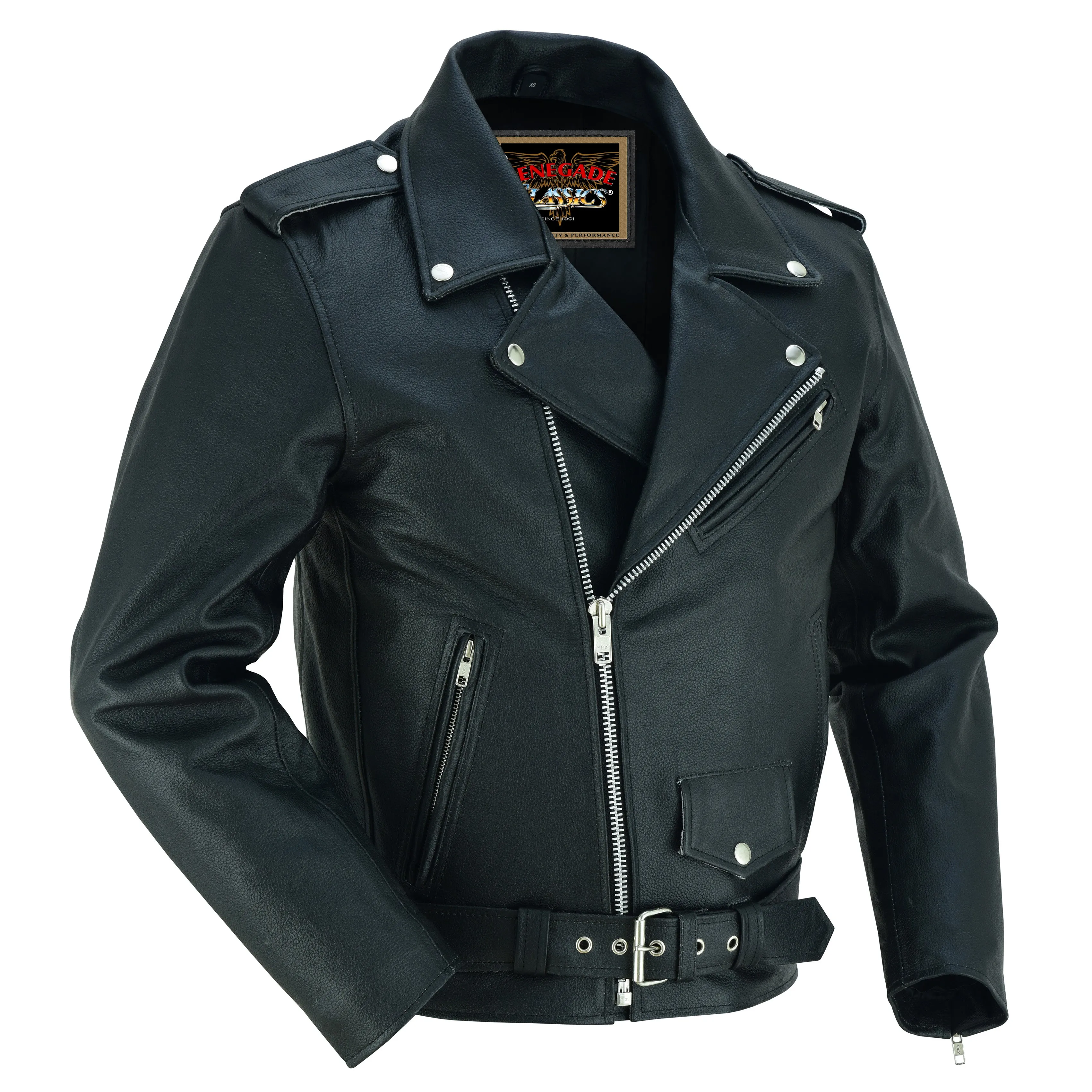 Dawn Rider Men’s Premium Black Leather Motorcycle Jacket
