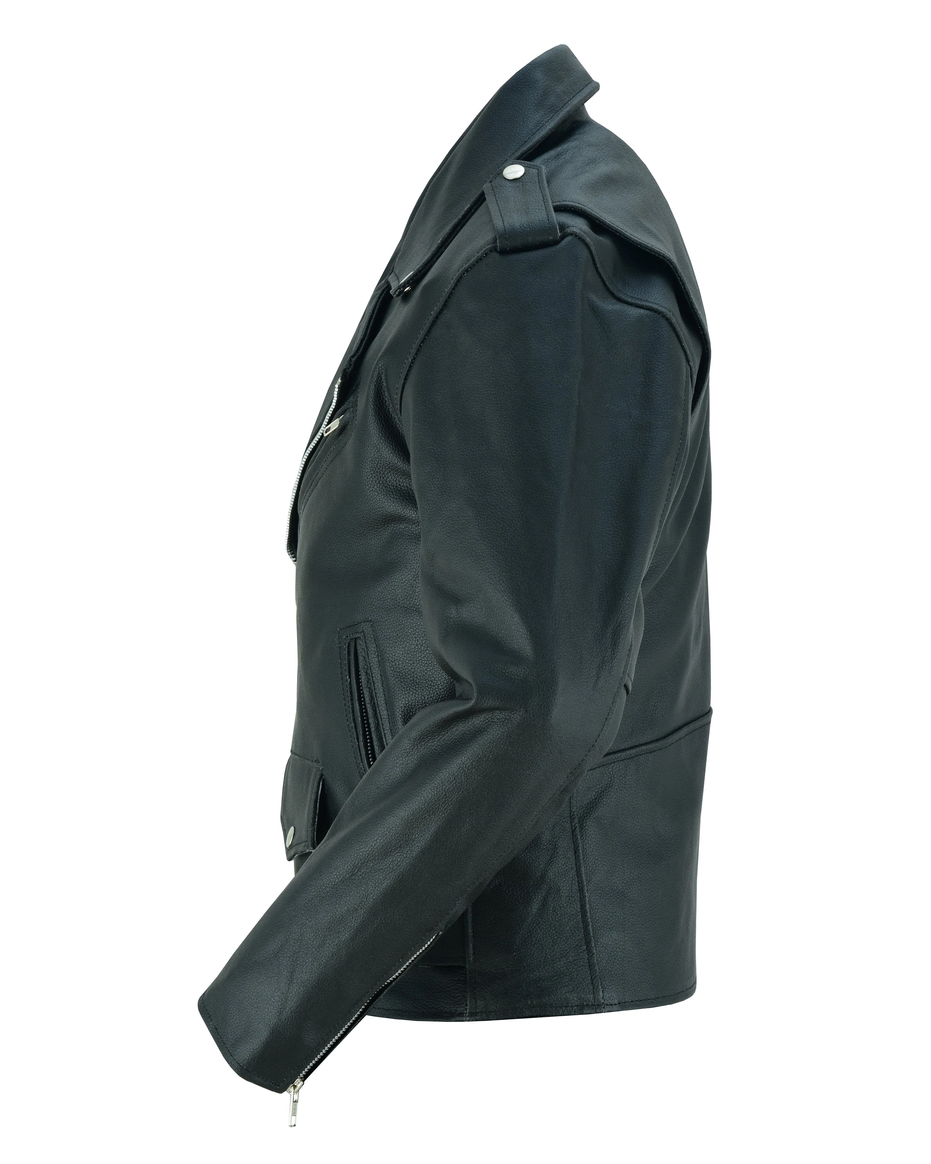 Dawn Rider Men’s Premium Black Leather Motorcycle Jacket