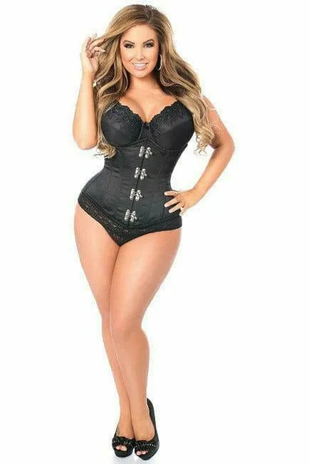 Deluxe Black Steel Boned Underbust Corset with Clasp Closure