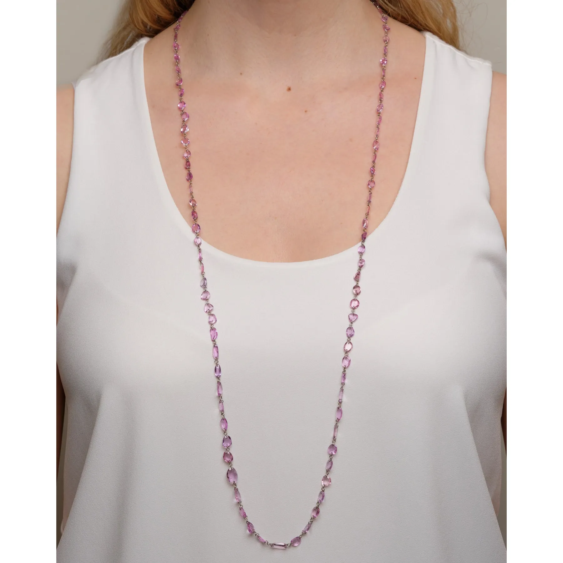 Desert Blooms Mariposa Pink Sapphire Long Necklace