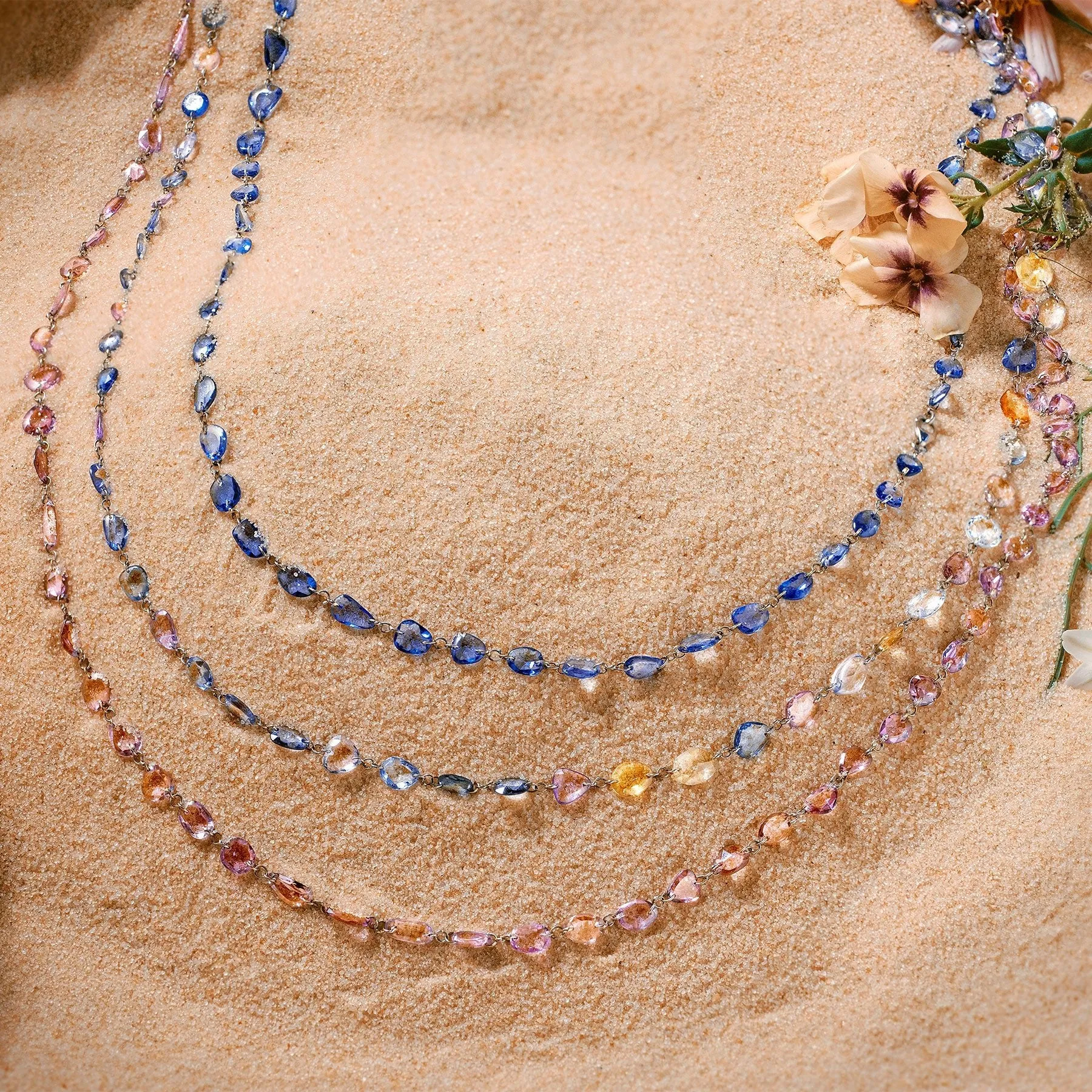 Desert Blooms Mariposa Pink Sapphire Long Necklace