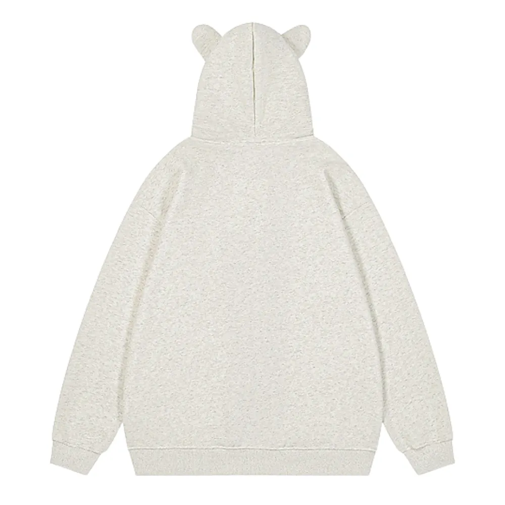 Designer Ear Leopard Print Zip Hoodie