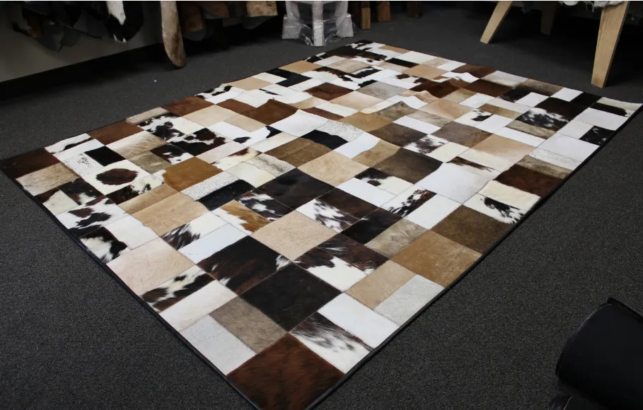 Designer Patchwork Cowhide Rug - Size 7.10 x 5.10 ft | 237x 180 cm | Premium Cowhide Rug