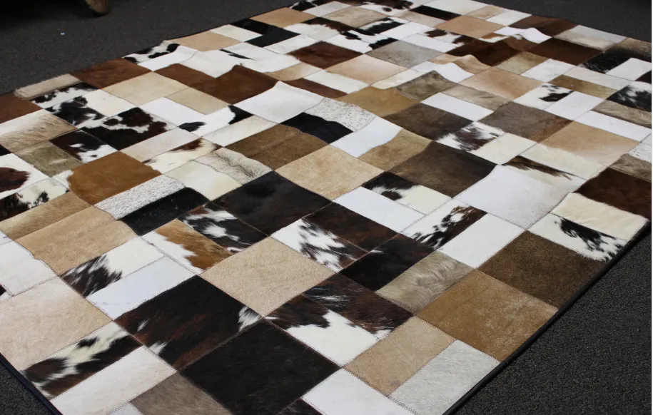 Designer Patchwork Cowhide Rug - Size 7.10 x 5.10 ft | 237x 180 cm | Premium Cowhide Rug