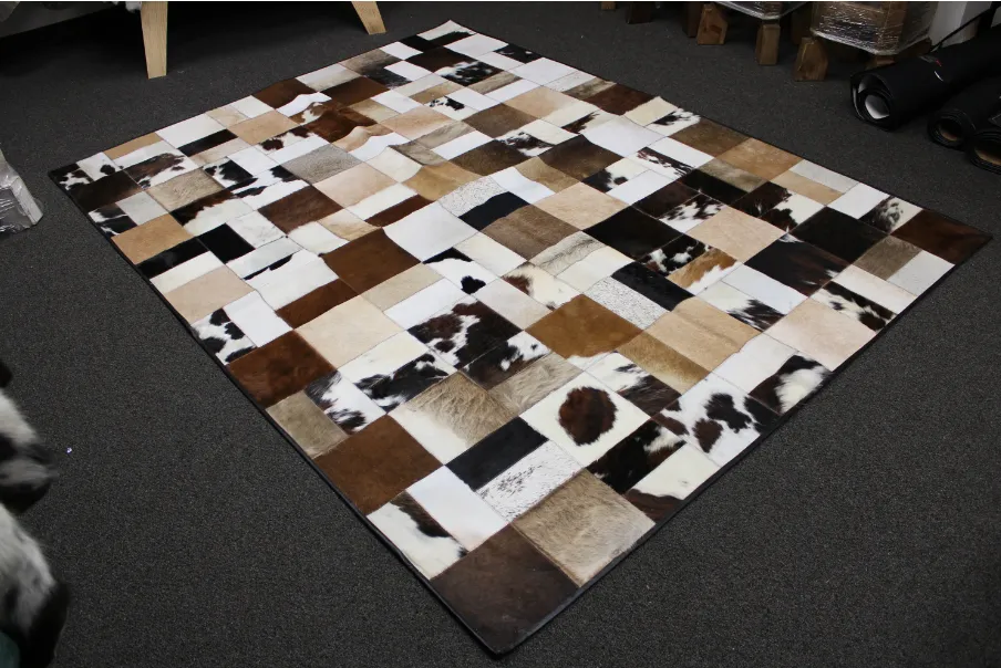 Designer Patchwork Cowhide Rug - Size 7.10 x 5.10 ft | 237x 180 cm | Premium Cowhide Rug