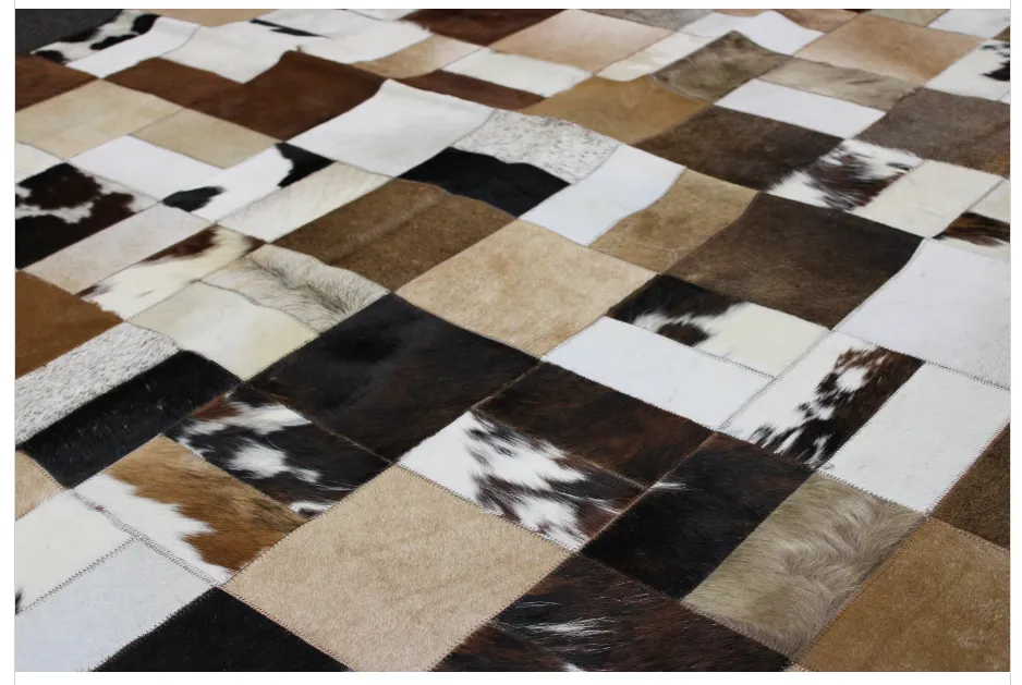 Designer Patchwork Cowhide Rug - Size 7.10 x 5.10 ft | 237x 180 cm | Premium Cowhide Rug